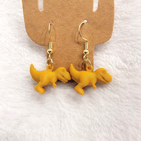 Jewelry - 3D Print Gold T-rex Earrings